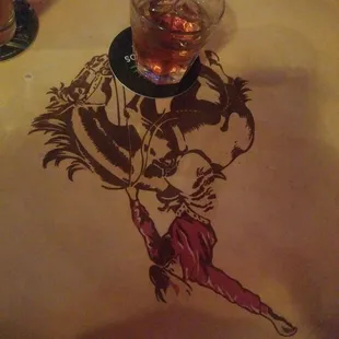 a glass of whiskey on a table