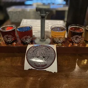 a sample flight of beers