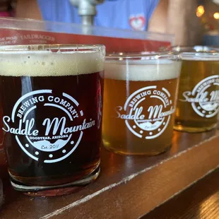 Beer flight! These 3 are the red ale, hazy IPA and juicy IPA