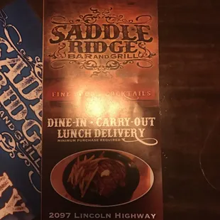 a menu for a lunch delivery