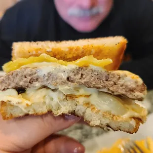The inside of my patty melt with Ortega chili