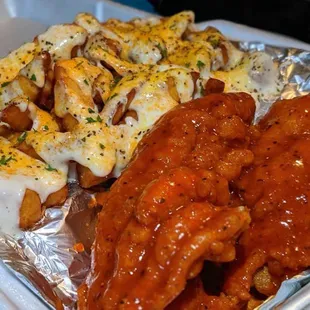 Buffalo Catfish and loaded fries