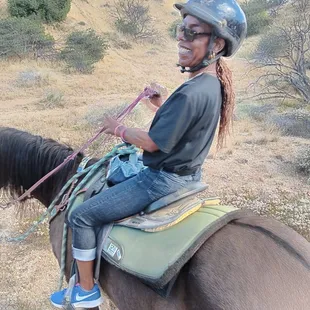 My wife on the horse that she rode