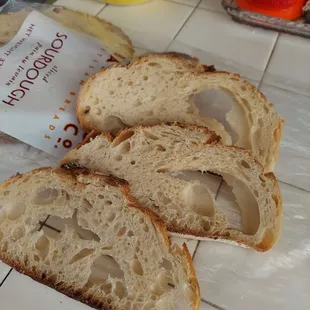 three slices of bread