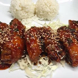Korean Hot Wings - Fried chicken wings tossed in korean sweet and spicy sauce.