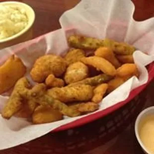a basket of fried food