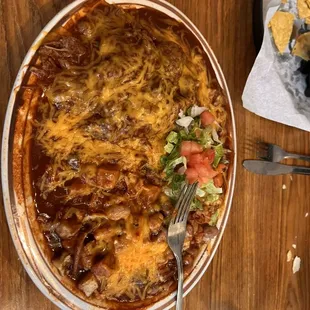 Blue corn red chili enchiladas not worth $20