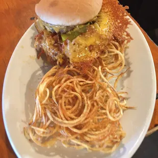 Sadler's Slide In Burger with Shredder Fries