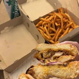 k chicken sando &amp; seasoned fries