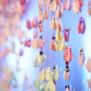 Backdrop of cranes against the Halle's stage and lighting