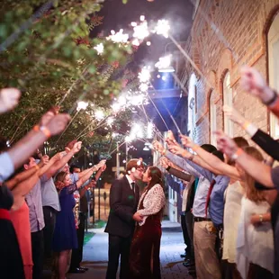 Sparklers outside the hall, on the sidewalk allowed!