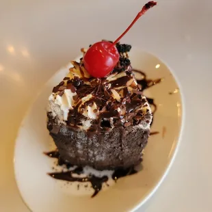 Backside of a front eaten mudpie. Vegetarian dessert*