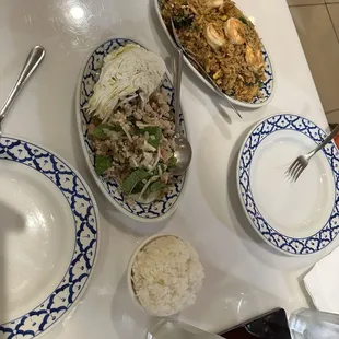 Laab and a rice dish i forgot