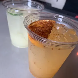 House Margarita &amp; Their Spicy Marg mixed with House Marg