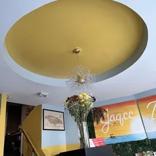 the interior of a hotel lobby