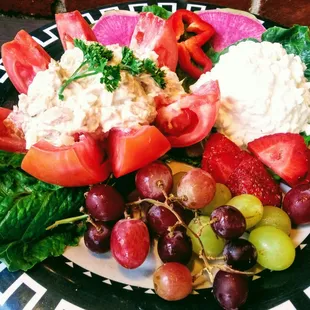 a plate of fruit and vegetables
