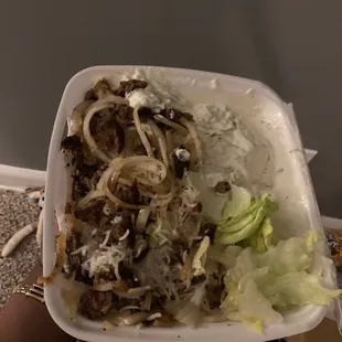 My order just arrived  Lamb over rice  $14.00