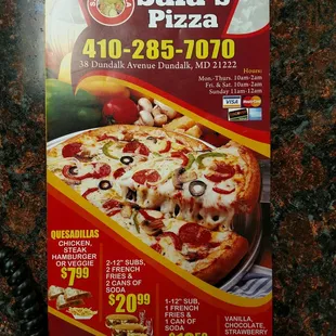 the price of the pizza