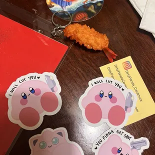 Son got me a shrimp key chain and the knife stickers- lol!.. he's going back again.. hope I get more goodies..