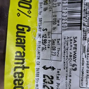 a close up of a label on a package