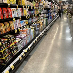 a grocery store aisle filled with products