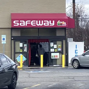 the entrance to a safeway store
