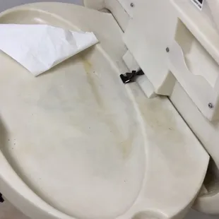 Urine stains on the baby changing table
