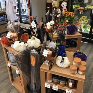 a display of halloween decorations in a store