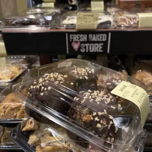 a variety of baked goods in a store