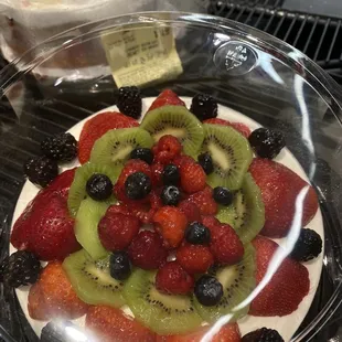 a plate of fresh fruit on display