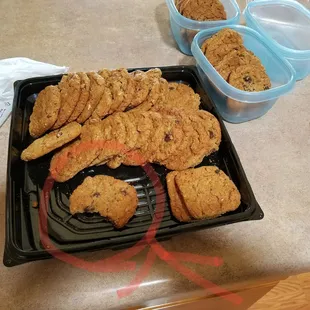 a tray of cookies on a counter