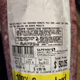 a close up of a package of meat