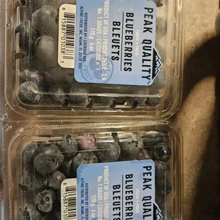 two plastic containers of blueberries