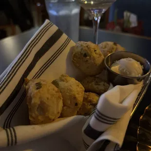 kitchen offered some delicious cheesy biscuits - so flavorful