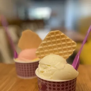 a waffle cone and a waffle cone