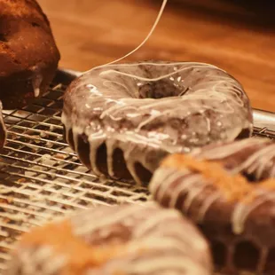 glazed donuts on a cooling rack