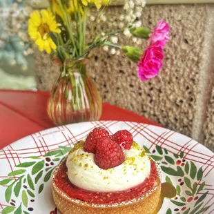 Raspberry and Pistachio Tart