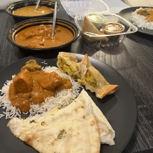 Samosas, Butter Chicken, Lamb Tikka Masala