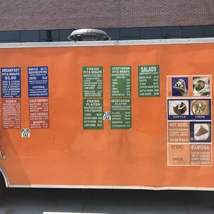 Menu on side of truck