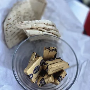 Complimentary pita served with dinner
