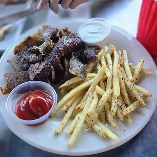 Gyros Plate with side of fries.  $16.59