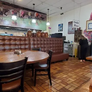 a view of the dining area