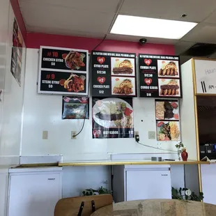 menus on the wall