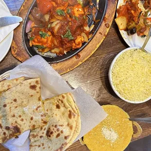 Lamb Korma, Paneer Makhani, Aloo Paratha, 52. Basmati Rice