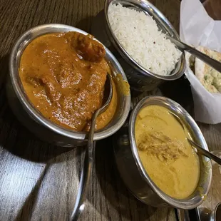 Butter Chicken &amp; Chicken Tikka Masala w/ Rice