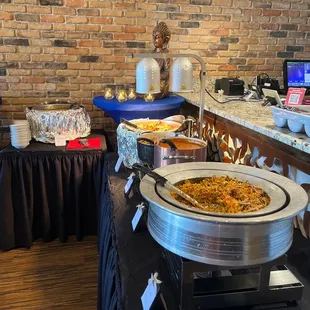 Meat dishes on the lunch buffet