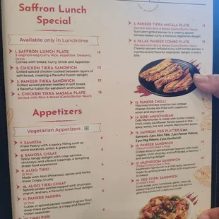 Lunch specials are offered
