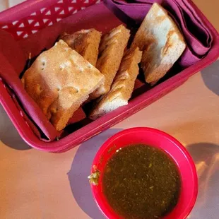 Afghan bread with dip