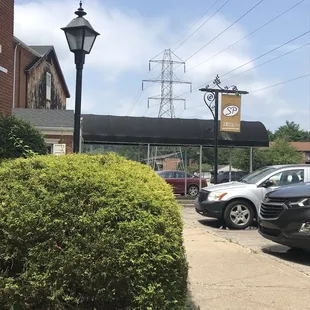 a parking lot with cars
