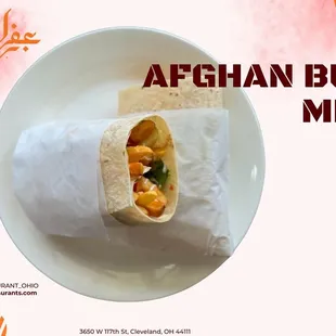 Wrapped and served with
boiled egg, sausage, vegetable,
and French fries